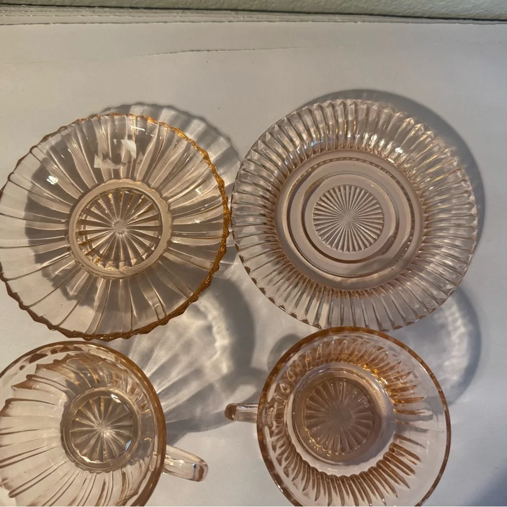 Queen Mary Depression Glass Teacup and Saucer Set